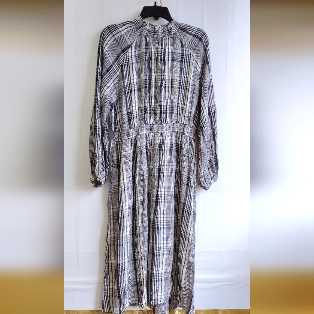 VTG A new day Plaid Midi Dress Mock Neck Size L